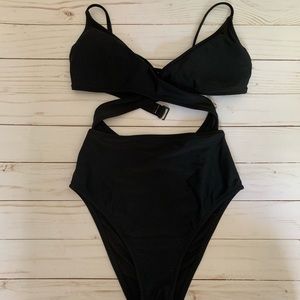 AE Aerie one piece wrap around swimsuit  black XS